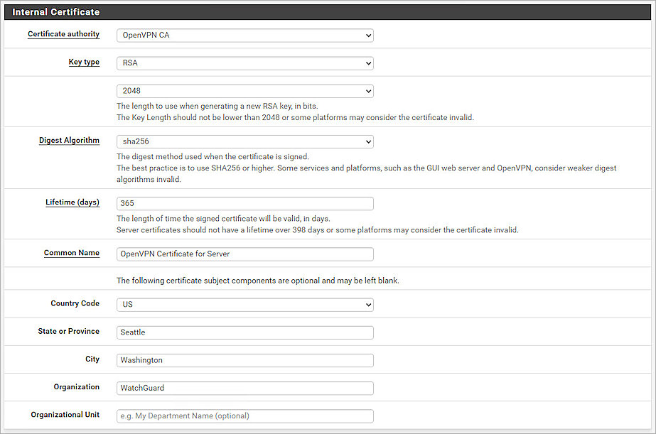 Screenshot of pfSense, Certificate 2